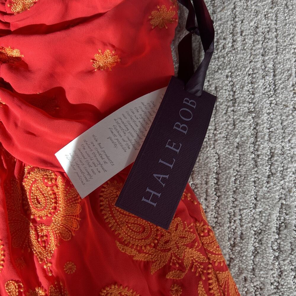 Hale Bob Cabana Floral Strapless Mini Dress Size XS NWT In Tangerine - Picture 5 of 10